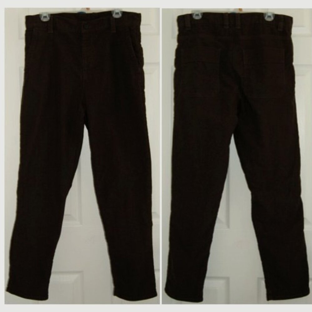 ZARA Brown Cotton Corduroy Pants, Women Size USA 31 (32Wx29L), High-Rise